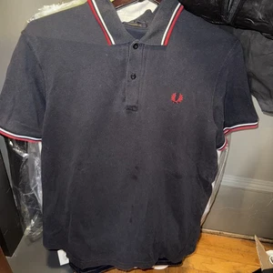 FRED PERRY Twin Tipped Poloshirt schwarz Gr. 44 Made in England - Bild 1 von 9