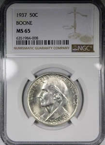 1937 Boone Commemorative Half Dollar NGC MS65 Flashy Gem Quality - Picture 1 of 4