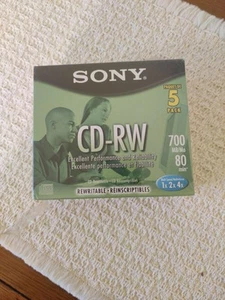Sony CD - RW 5 Pack Blank Discs 700MB 80Min Rewritable - Picture 1 of 6