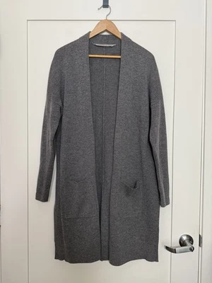Cárdigan Athleta Spirit Lana Cachemira Envolvente Abierto Longline Talla S Gris Bolsillos Acogedor Foto 1 de 4