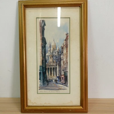 Impresión litográfica enmarcada 9x4 Lucien Delarue Paris Le Sacre Coeur DE COLECCIÓN Foto 1 de 4