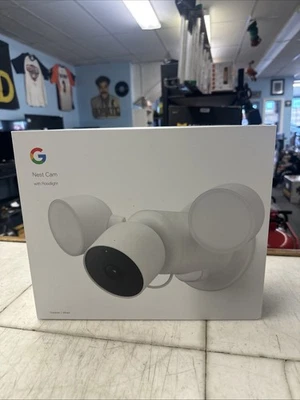 Google Nest Cam W/Floodlight (GPLE9 & G3AL9) Outdoor Security Camera Snow (NEW) - Image 1 of 4