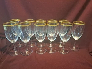Vintage Crystal Lenox Wine/Water Glasses With Gold Encrusted Rim - Set of 11 - Picture 1 of 15