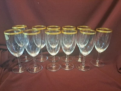 Vintage Crystal Lenox Wine/Water Glasses With Gold Encrusted Rim - Set of 11 - Image 1 of 4
