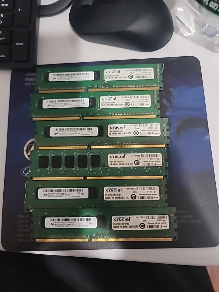 Crucial 24GB (6x 4GB) DDR3 ECC Registered RAM CT51272BA1339.18FMD - Image 1 of 2