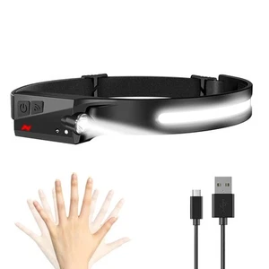 Headlamp Rechargeable, Super Bright 230° Wide Beam LED Headlamp Motion Sensor... - Picture 1 of 8