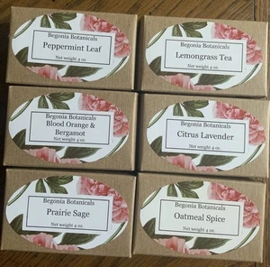 Begonia Botanicals Soaps 6 Bar Assortment Pack 4 Oz Bars Organic Ingredients #4 - Picture 1 of 2