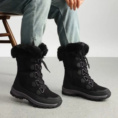 Women Outdoor Snow Boots Warm Fleece Lined Waterproof Mid Calf Winter Boots - Image 1 of 4