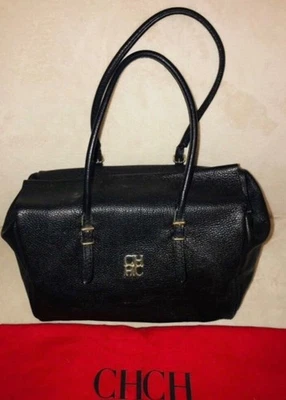 CH CAROLINA HERRERA Black Leather Flap Shoulder Bag - Image 1 of 4