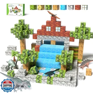 Magnetic Blocks, 108PCS Magnetic Building Block with 6 Dinosaur T - Picture 1 of 5