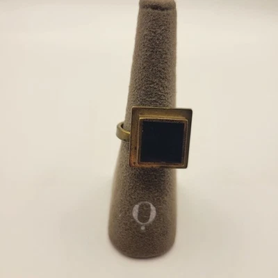 复古绿色蓝色宝石青铜方形里约 75 可调戒指 — 第 1/4 张图片