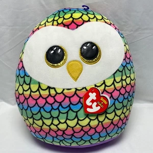 Juguete de peluche con escamas arco iris de 10" Ty Squish-A-Boos Owen Owl - Imagen 1 de 12