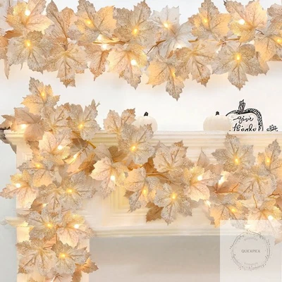 Paquete de 3 Guirnaldas de Otoño para Decoración de Acción de Gracias-Otoño con Luces Decoraciones de Otoño para Hogar Foto 1 de 4