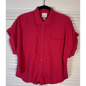 Industry Republic Linen Blend Button Up Crop Top Size XL - Picture 1 of 6