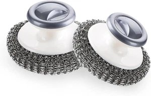2Pcs Stainless Steel Scrubber with Handle, Steel Wool Scrubber Tool for Cleaning - Picture 1 of 12