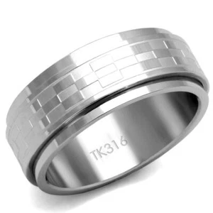 Mens Spinner Ring Band Silver 8 mm Band Stainless Steel No Stone - Picture 1 of 4