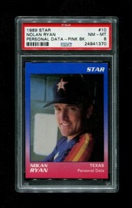 1989 NOLAN RYAN STAR #10 PERSONAL DATA PINK BACK PSA 8