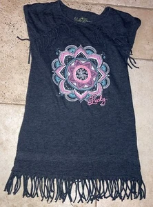 Girls Kids Lucky Brand Size S Tshirt W Fringes - Picture 1 of 2
