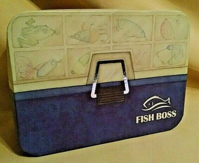 FISH BOSS BOX GIFT STORAGE LID NEW MARY JO HULL FISHING TACKLE LURE SMALL SIZE. - Image 1 of 4