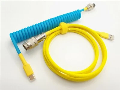 Custom Coiled Aviator Type-C Cable for Ducky Mechanical Keyboard (CYBERPUNK) - Image 1 of 4