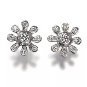 Auth Tiffany&Co. Earrings Daisy Flower Diamond 950 Platinum - Picture 1 of 5