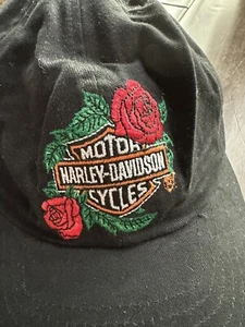 Harley-Davidson Motorcycles Logo Women's Red Roses Ponytail Biker Hat Authentic - Picture 1 of 7