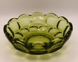 Vintage Federal Glass Yorktown Avocado Green Fruit Dessert Bowl Stacked Ovals - Picture 1 of 10