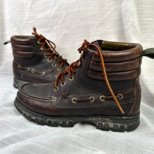 Ralph Lauren Vintage Women's 8.5 Outdoor Boot Hiking Lace Up Moc Toe Leather - Picture 1 of 7