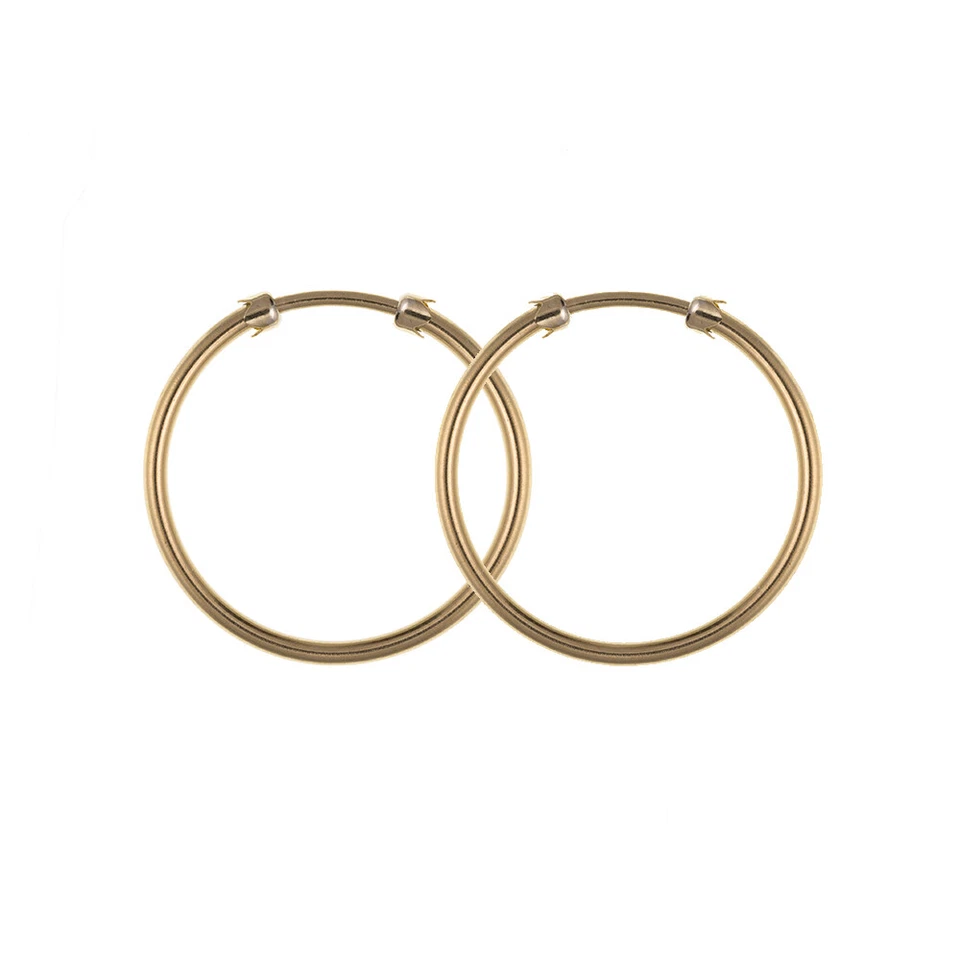 9ct Yellow Gold Pair Of Hoop Earring 25 x 2.0mm Quality UK 375 Stamped NEW & Box - Image 1 of 3