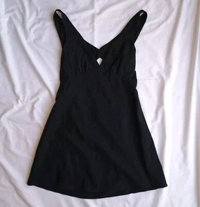 White Fox Mini Dress Womens XL Sleeveless Plunge Keyhole Backless Solid Black - Picture 1 of 9