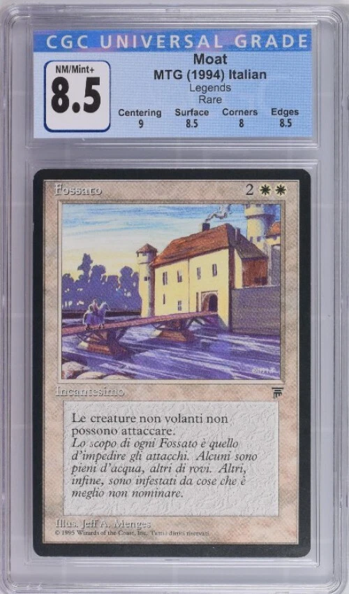 Magic the Gathering MtG Legends Rare Moat [Italian Graded CGC 8.5 - NM/Mint+] - Image 1 of 1