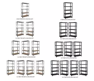 New 5 Tier Plastic & Metal Shelves Unit Shelving Storage Unit For Garage Garden - Picture 1 of 22