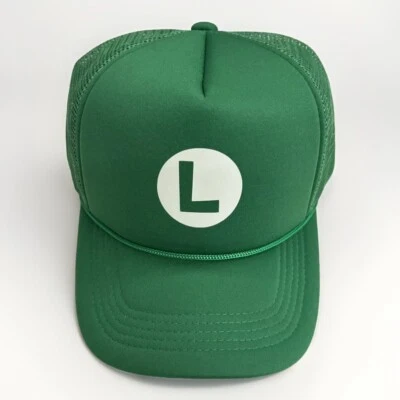 Adult Anime Luigi Mesh Hat Trucker For Cosplay Costume Plummer Bros - Green - Image 1 of 4