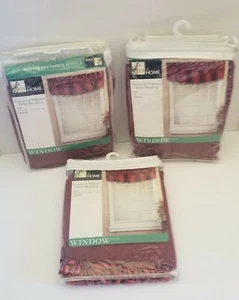 3 Vintage At Home Valances Burgundy 55” x 15" Beaded Edge - Picture 1 of 8