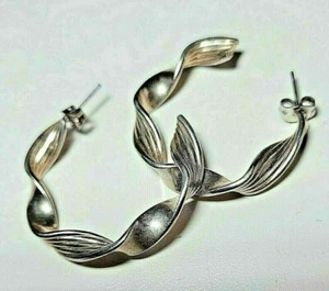 Goldfarbene gedrehte Band-offene Creolen Ohrstecker-1,25" d-strukturiert glatt - Bild 1 von 4