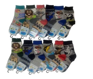 12 Pairs Kids Socks Animal Characters Ages 3-9 Years Casual School Play Boy Girl - Picture 1 of 14