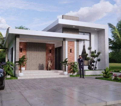 Planos de casa de 26x36 pies 8x11 metros 2 camas 2 baños terraza techo PDF (A4 copia impresa) Foto 1 de 4