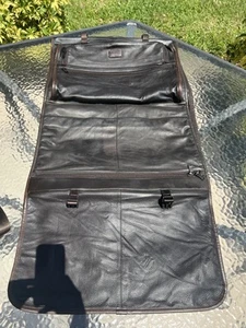 TUMI Alpha Garment Bag Carry On Brown Leather Bi-Fold Rare Discontinued Patina - Picture 1 of 9