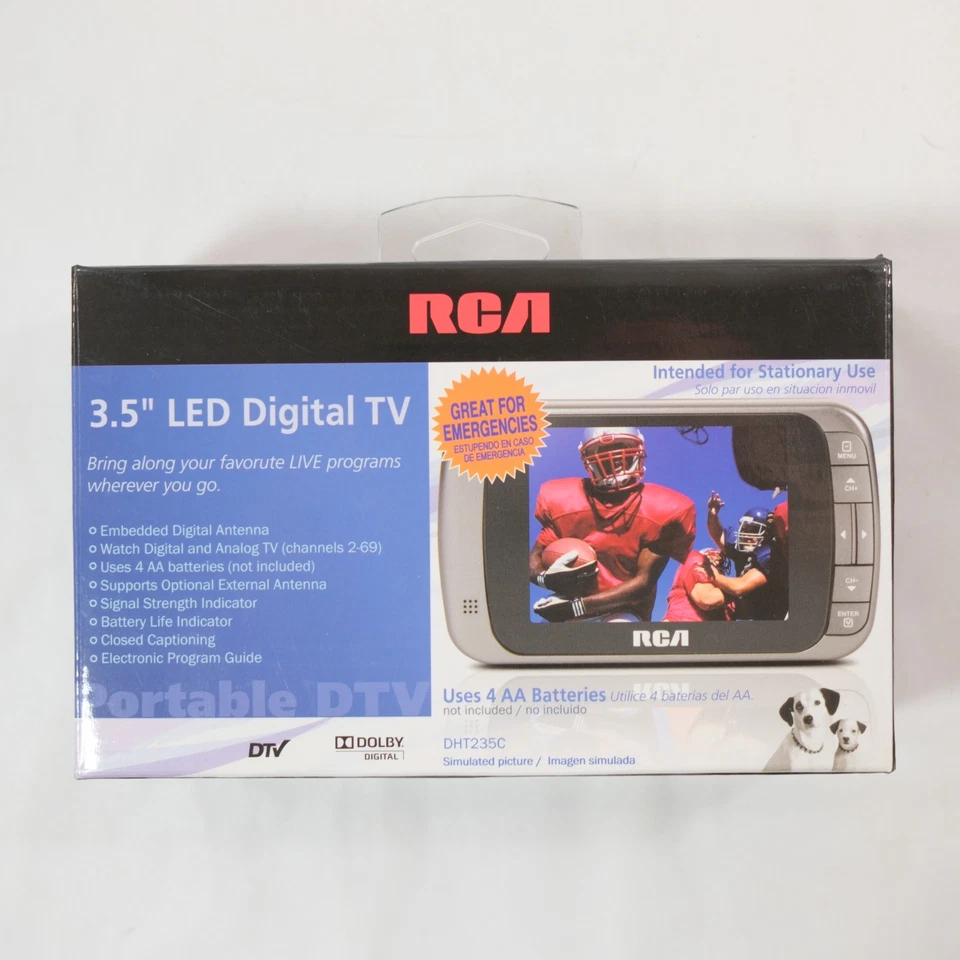 RCA 3.5" LED Digital Handheld Color TV Portable DHT235C *READ - Image 1 of 4