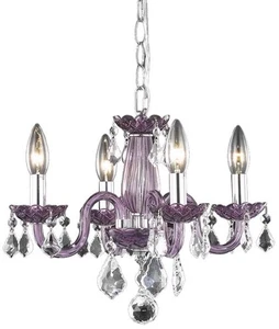 Pendant Light ROCOCO Transitional Chrome Purple Royal-Cut Crystal Steel Wire - Picture 1 of 1