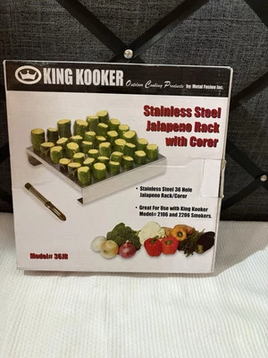 King Kooker Stainless Steel 36 Hole Jalapeno Camping BBQ Grill Rack with Corer - Image 1 of 2