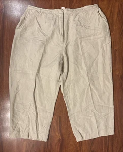 Ruby Rd. Woman Khaki Linen Blend Crop Capri Pants - Size 18W - Picture 1 of 3