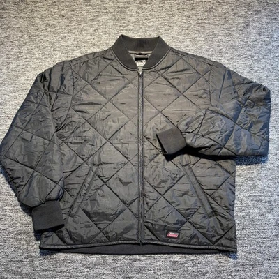 Dickies Diamond Quilted Bomber Jacket Mens Large Black Full Zip Y2K Vintage - Image 1 of 4