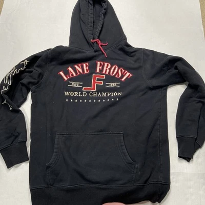 Sudadera con capucha pequeña vintage Lane Frost negra Spellout Signature Foto 1 de 4