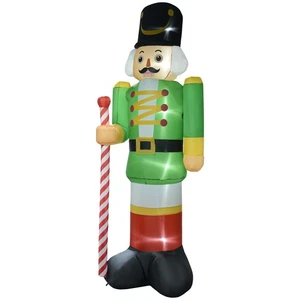 Outsunny 11.8FT Inflatable Green Nutcracker LED Blow Up Xmas Outdoor Yard Decor - Picture 1 of 11