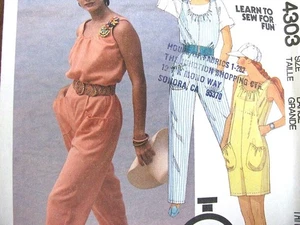 Jumpsuit Playsuit Sewing Pattern 80s McCalls 4303 Womens Size Large Complete - Picture 1 of 4