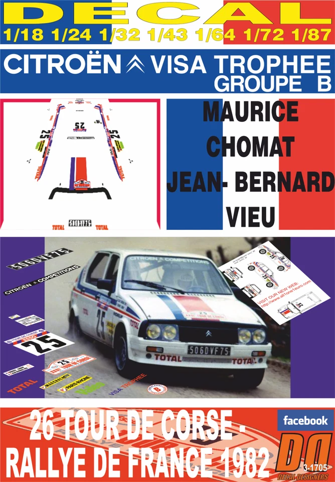 DECAL CITROEN VISA TROPHEE M. CHOMAT T. DE CORSE 1982 DnF (08) - Image 1 of 1