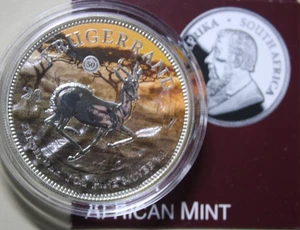 Sudáfrica 1 borde "Krugerrand" 2017 plata 1 oz BU #F7218 "Coloured Edition" - Imagen 1 de 9