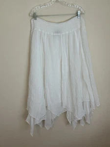 Y2K Rock Damen XL Midi Boho Stretch gefüttert Fee Kokett weiß asymmetrisch - Bild 1 von 3