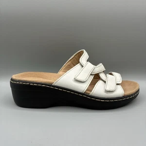 Clarks Merliah Karli Sandals Women’s 7 M White Slip On Wedge Flip Flops - Picture 1 of 8